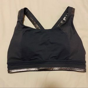 Lululemon Gray Sports Bra Silver Metallic Trim